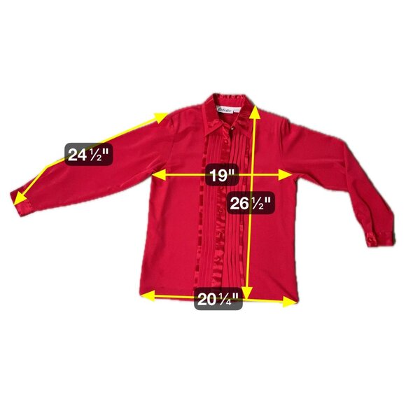 Vintage Red Button Up Blouse Size 8 Yves St Clair Womens Long Sleeve Korea 80s - Picture 8 of 8